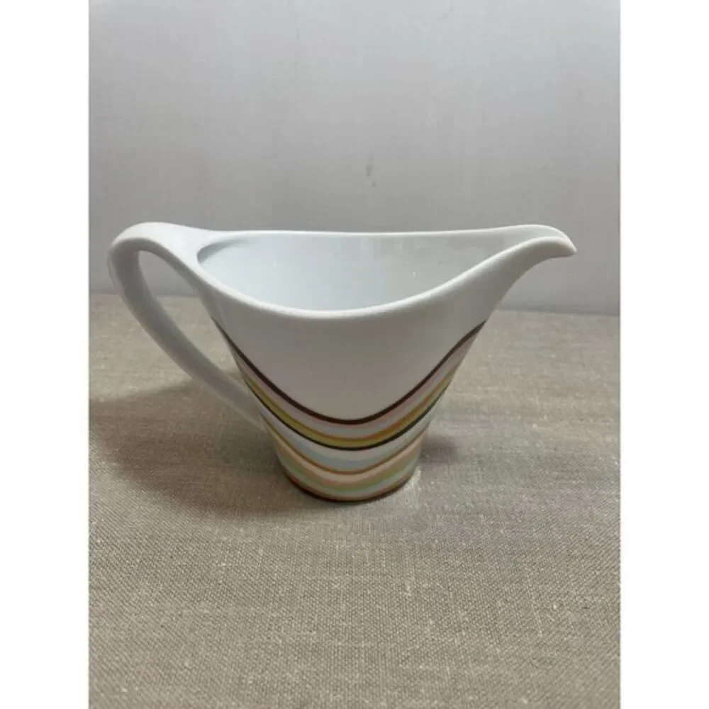 Vintage Mikasa Buenos‎ Aires Creamer White Wavy Mod Stripes SL 151 Portugal